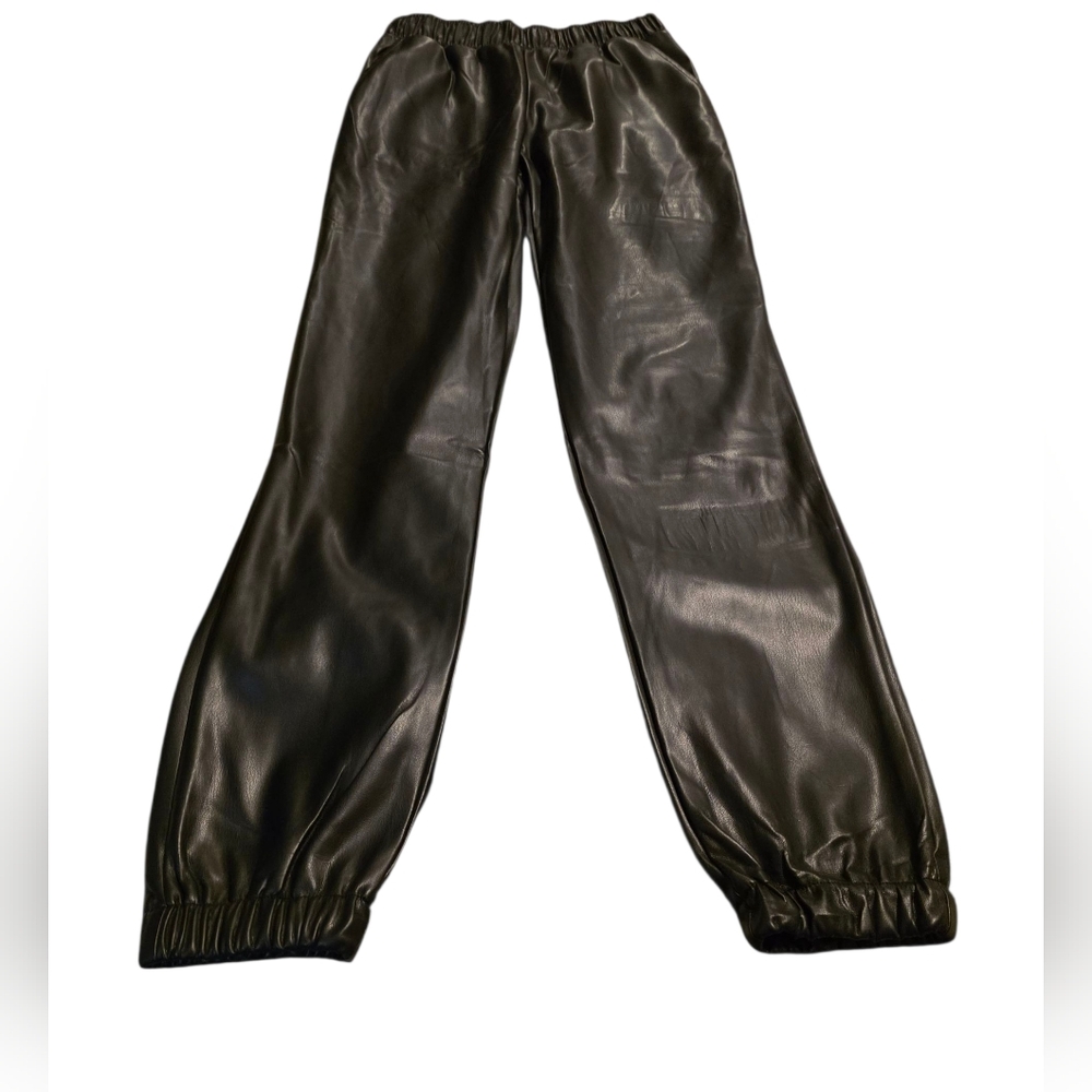 WeWoreWhat Black Faux Leather 5-Pocket Jogger Pants Size Small NWOT